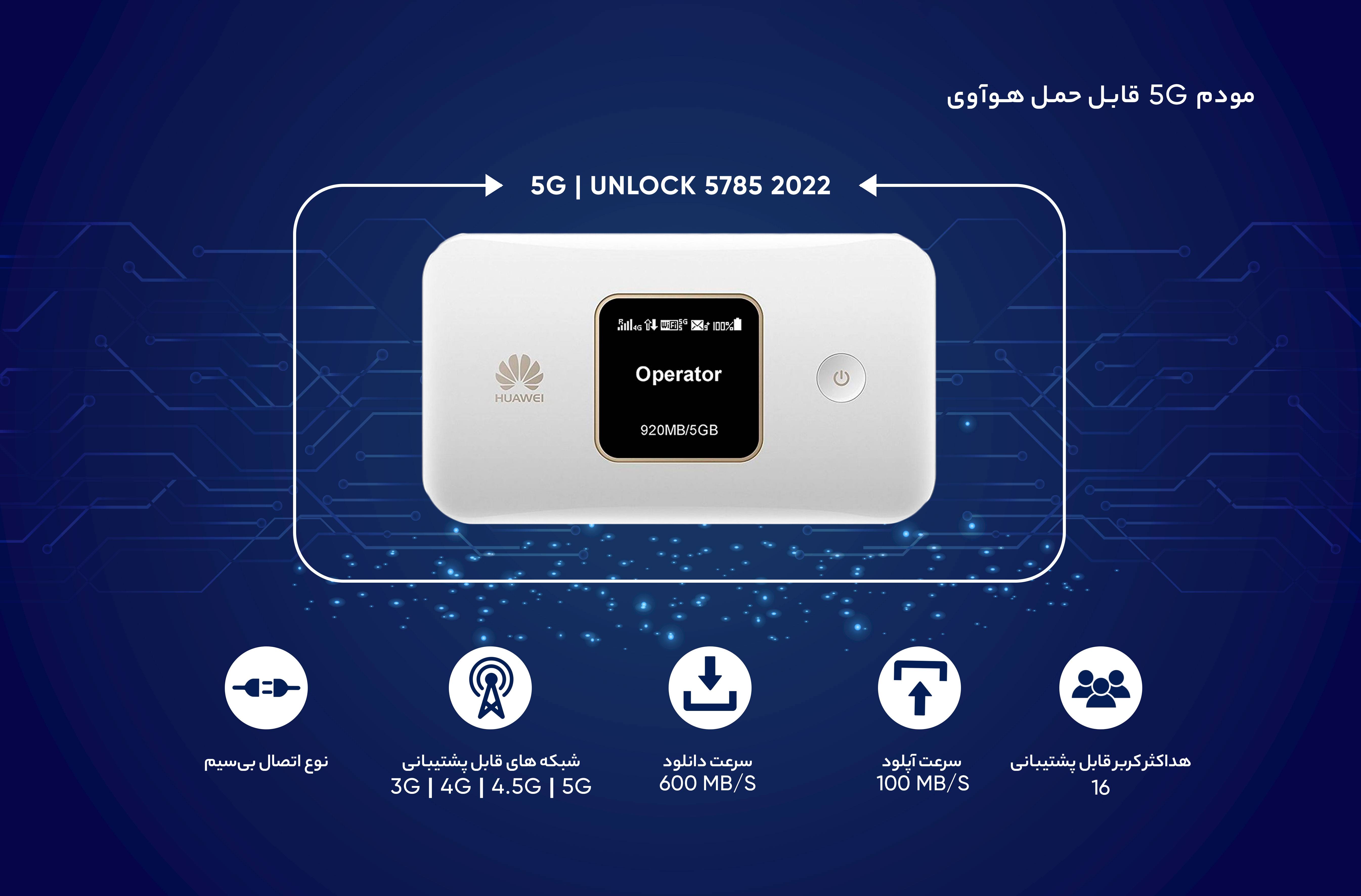مودم 5G قابل حمل هوآوی مدل Unlock 5785 2022 - d69dee2bd5232d3ee33f91e9c9a5cca8